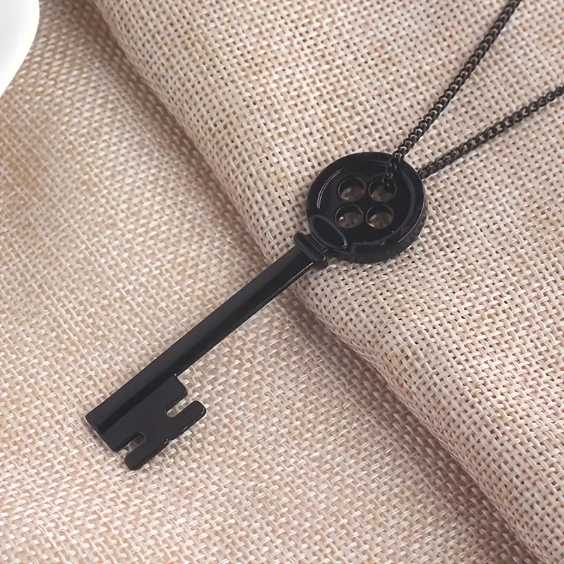 Key Simple Black Jewelry Vintage Black Love Luck Magic Pendant Necklace