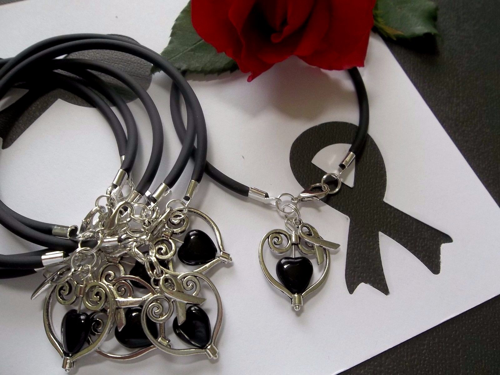 MELANOMA CANCER AWARENESS ‘SUPPORT WITH LOVE’ BRACELETS – 6 COUNT