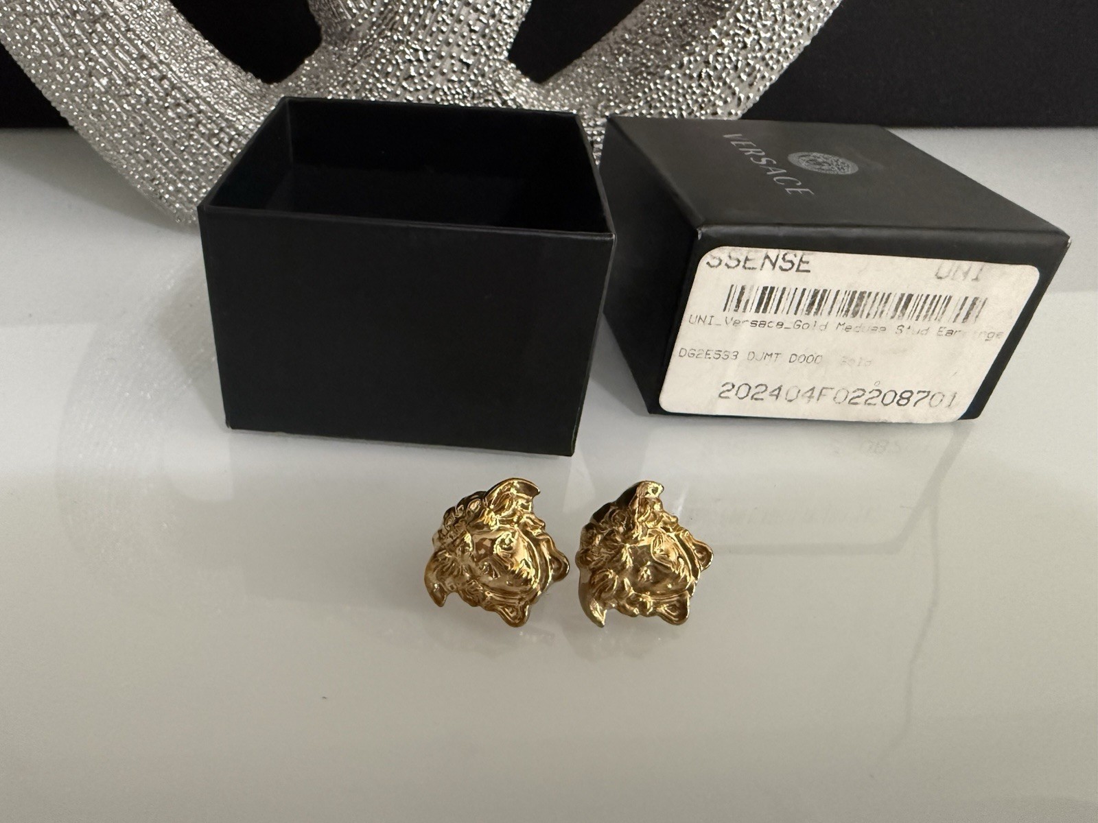 Authentic Versace Gold Medusa Stud Earrings DG2E553 w/ Box & SSENSE Tag