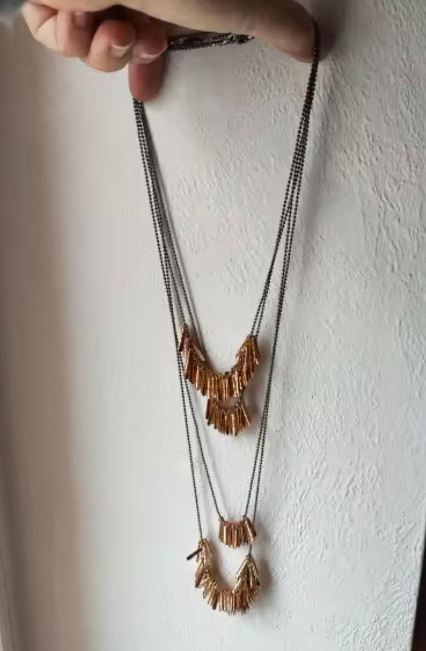 Bohemian 4pcs Multi Layer Statement Metal Plate Tassels Chain Necklace