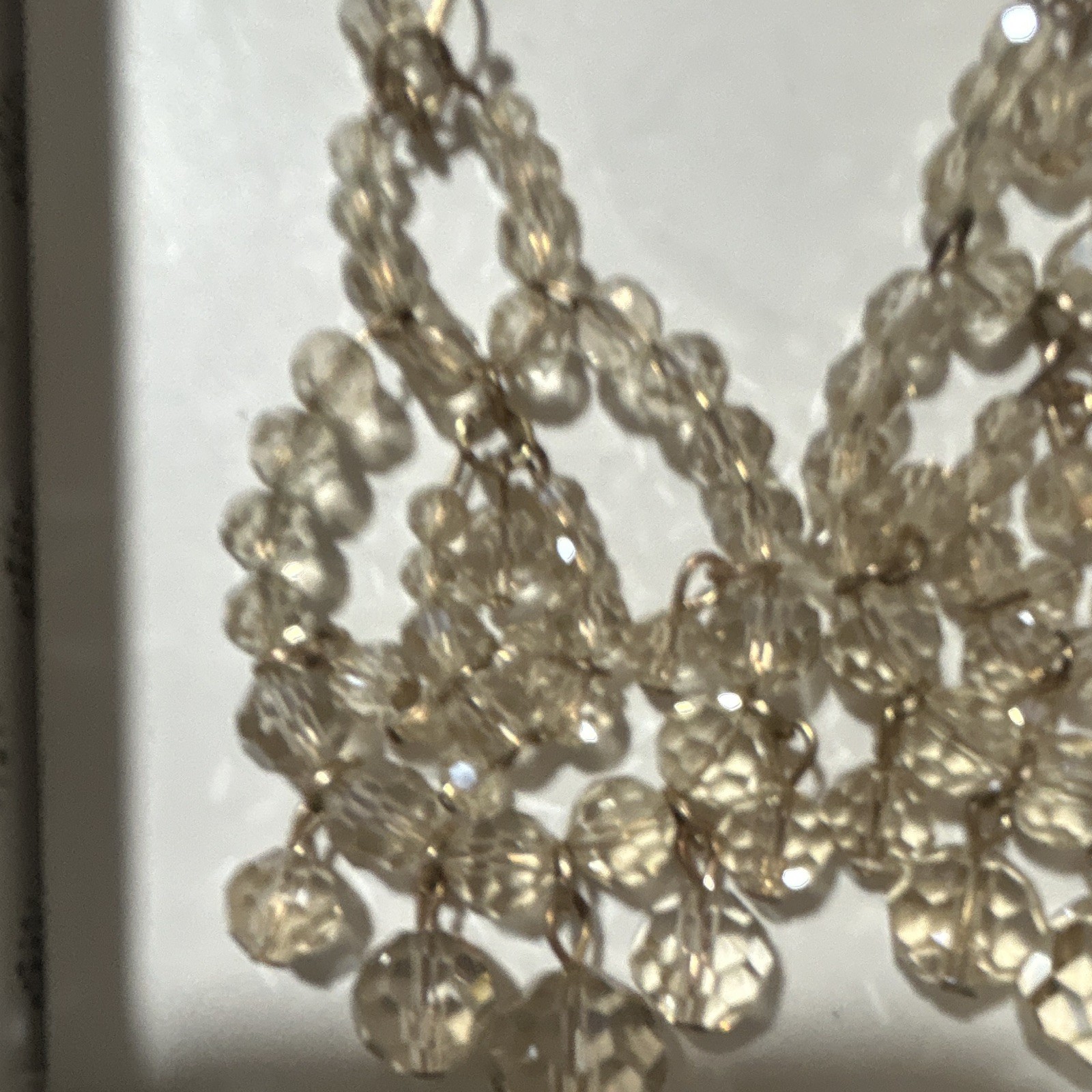 Ellen Tracy Clear Crystal Beaded Chandelier Dangle Hook Earrings