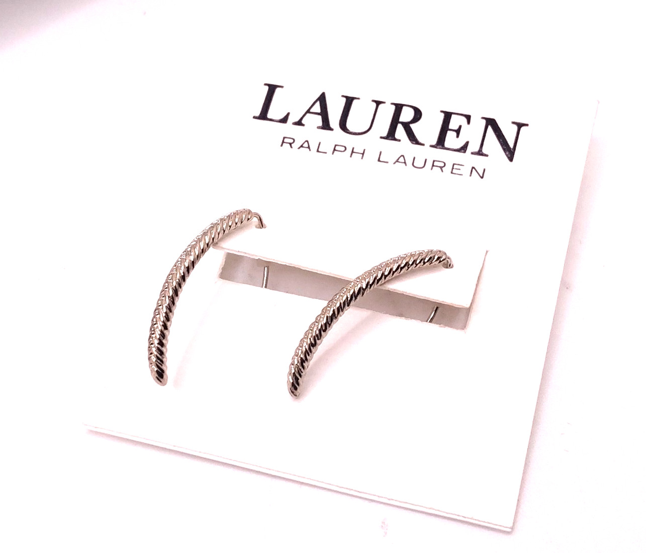 Lauren Ralph Lauren Silver Tone Textured Metal Finish Threader Earrings