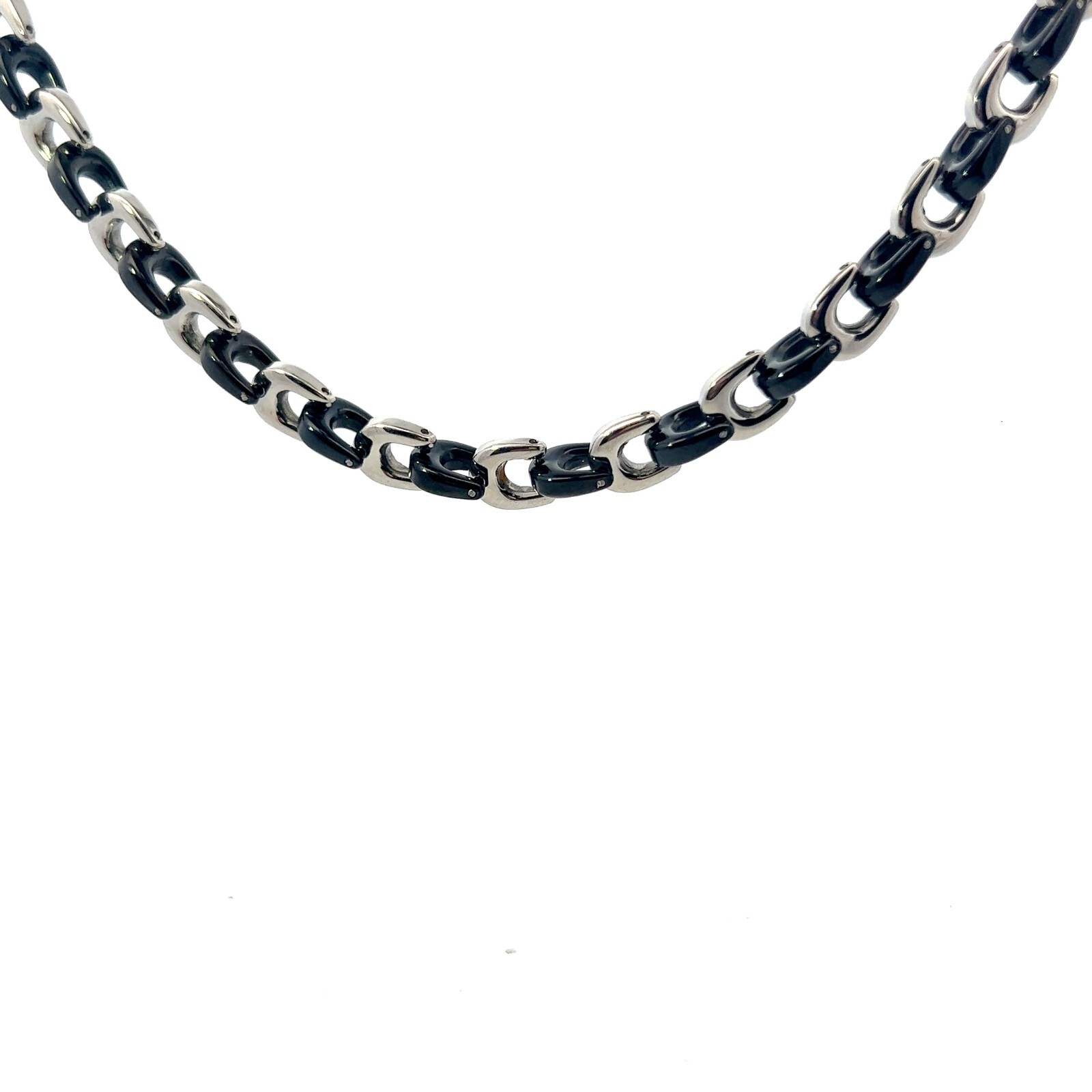 Men’s Stainless Steel 9mm Two-Tone Oval Link Necklace