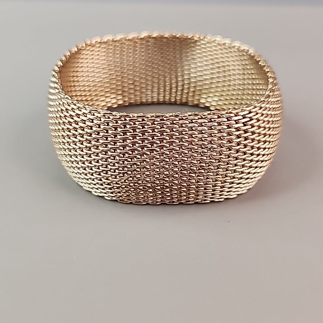 Mesh Bracelet Curved 26mm Gold Tone Domed Flexible Woven 8″
