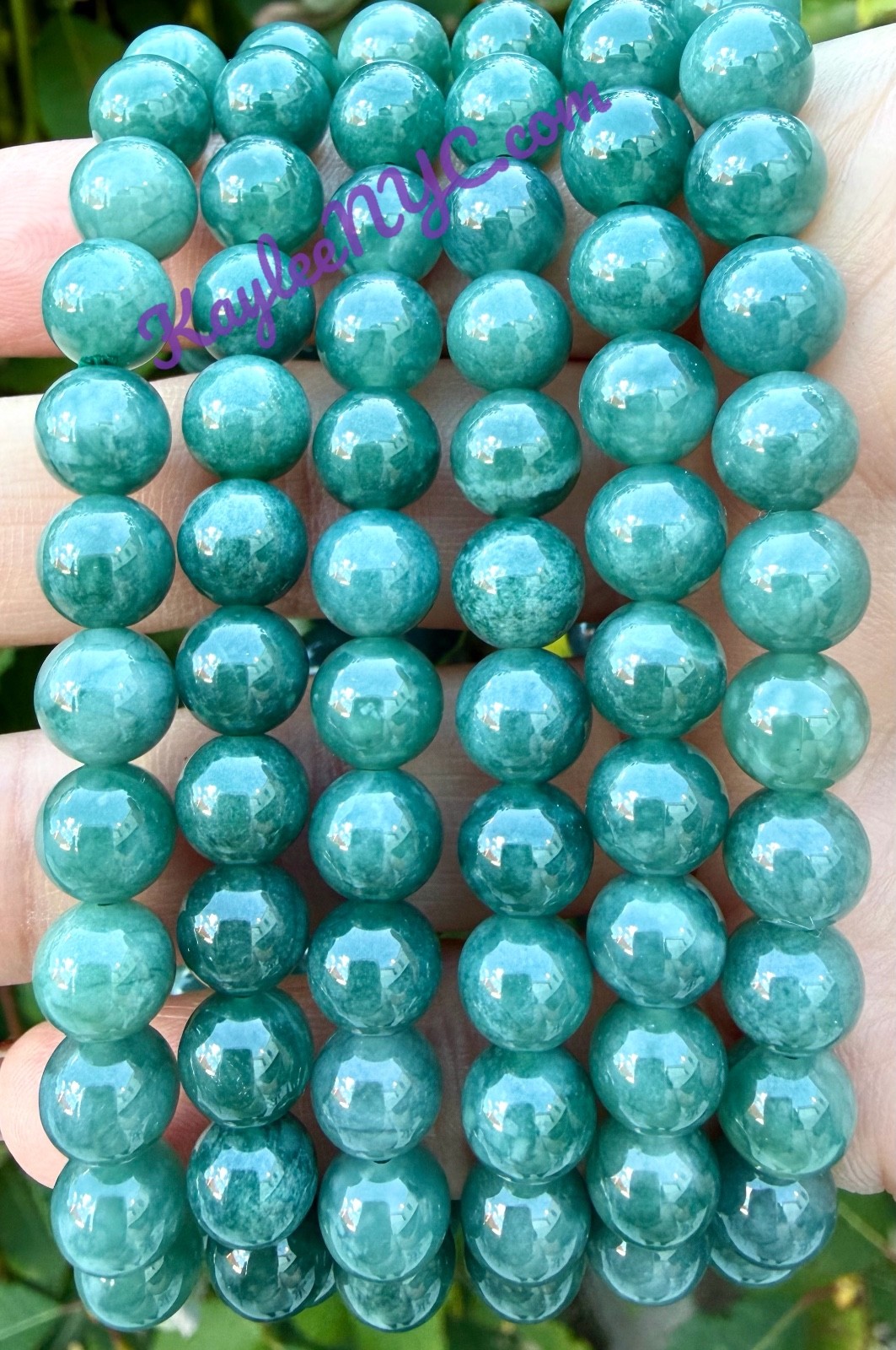 Wholesale 6 Pcs Natural Dark Green Burma Jade 7.7mm 7.5” Crystal Bracelet