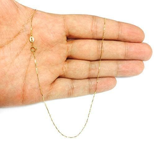 14k Real Solid Gold Box Style Chain Necklace, 0.45mm (20 Inches, Yellow Gold)