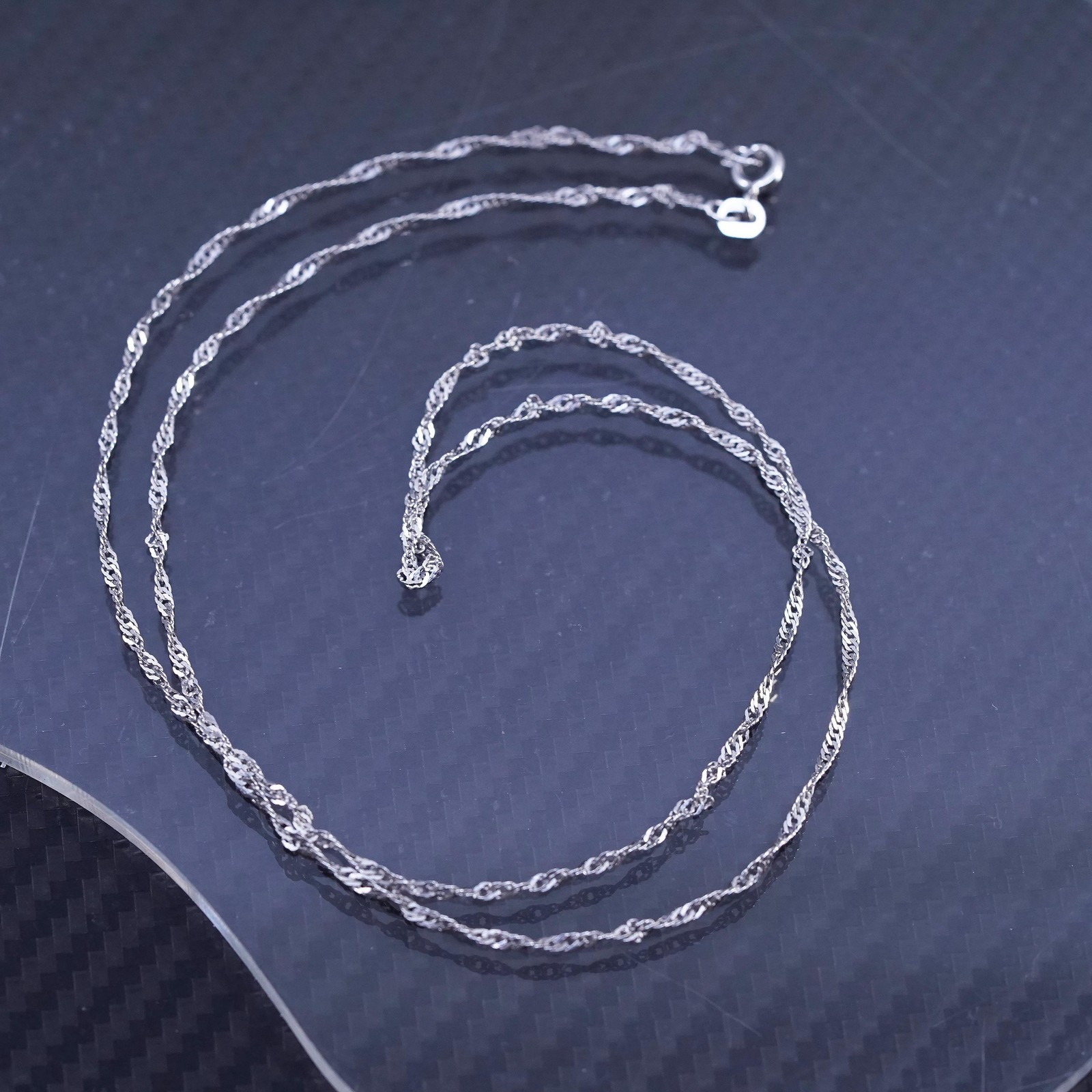 20” 1.8mm, vintage LIRM sterling silver 925 twisted curb chain necklace