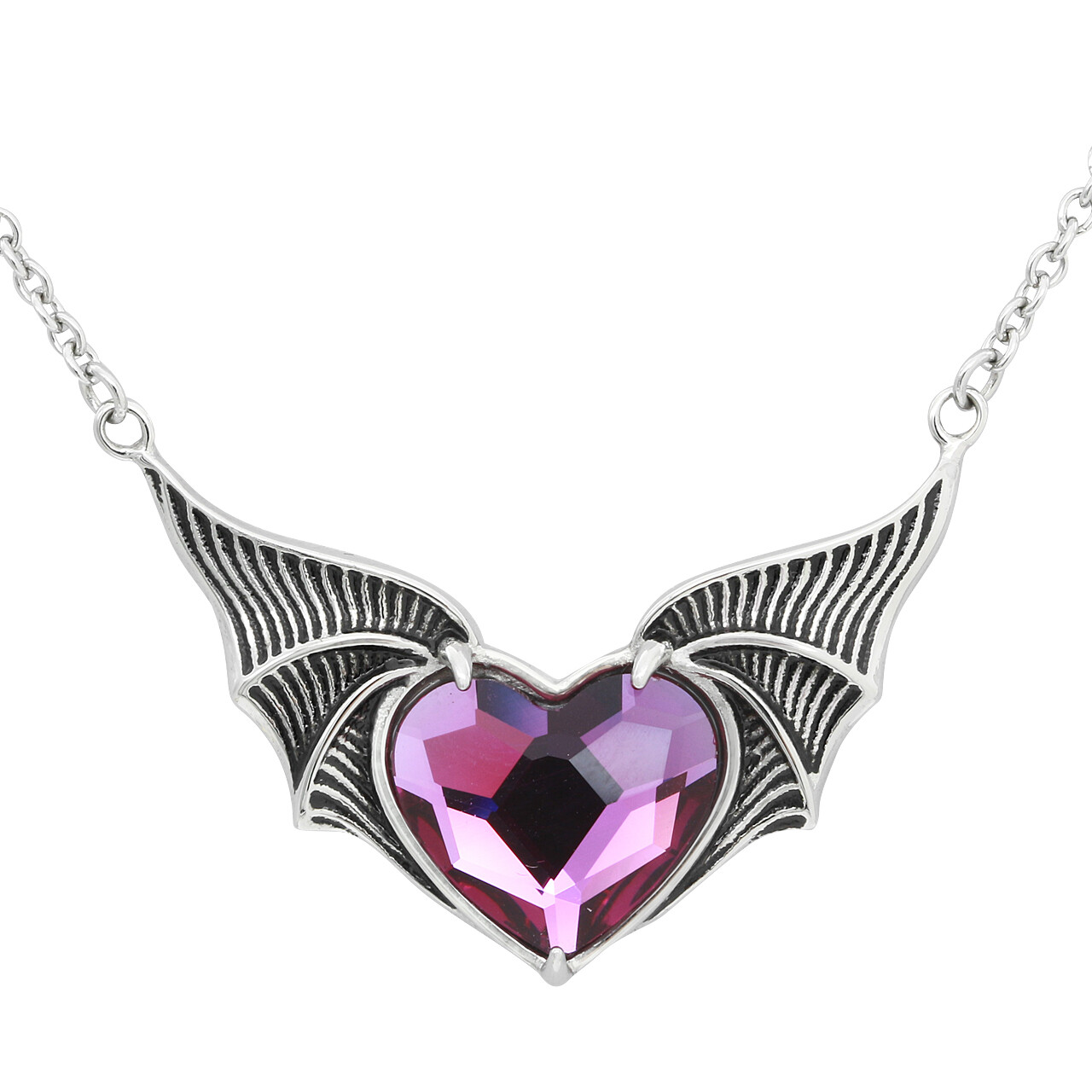 wing heart Necklace with Purple crystal by Controse