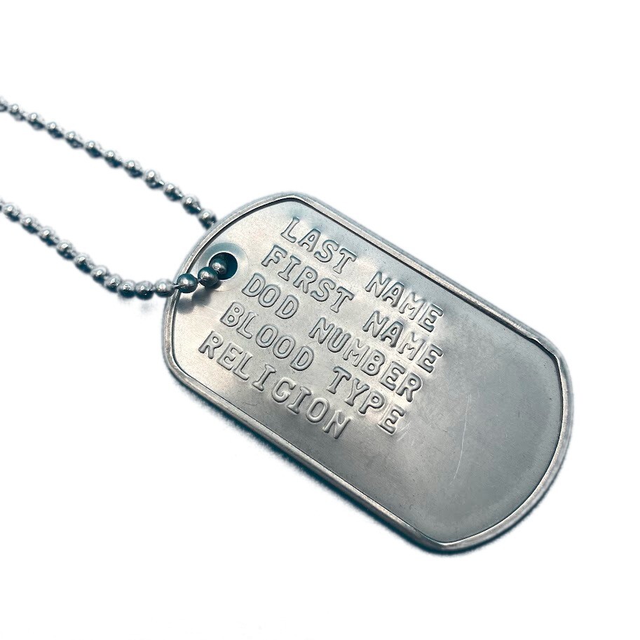 Military ID Dog Tags Stainless Steel Personalized Custom Embossed Army