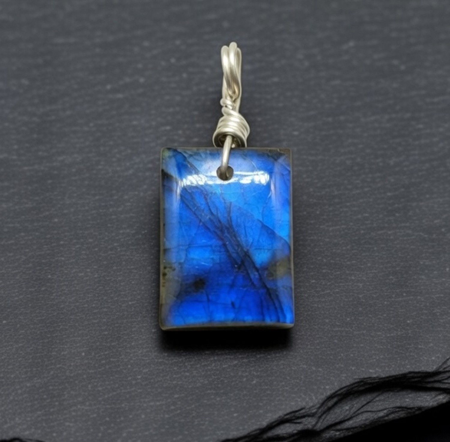 48.60 Ct Blue Fire Labradorite Cabochon Pendant Natural Flashy Gemstone Jewelry