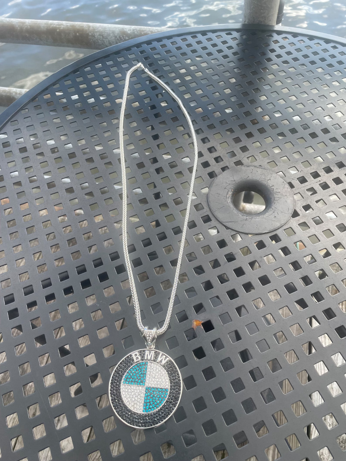 ICED XL Heavy Silver BMW Pendant & Chain Necklace Chunky Hip-Hop 3″ BLING ICE