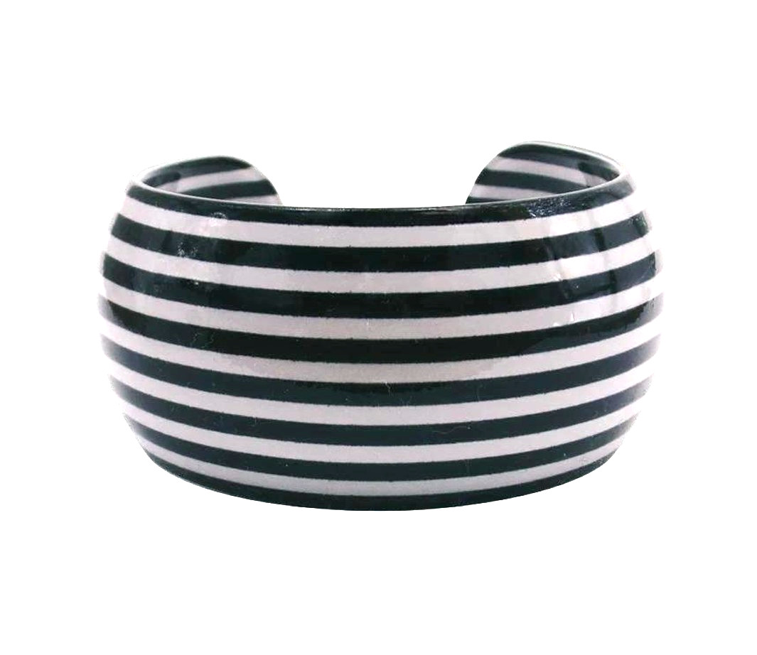 Black and white cuff bracelet wide cuff light weight fashion chic statement New