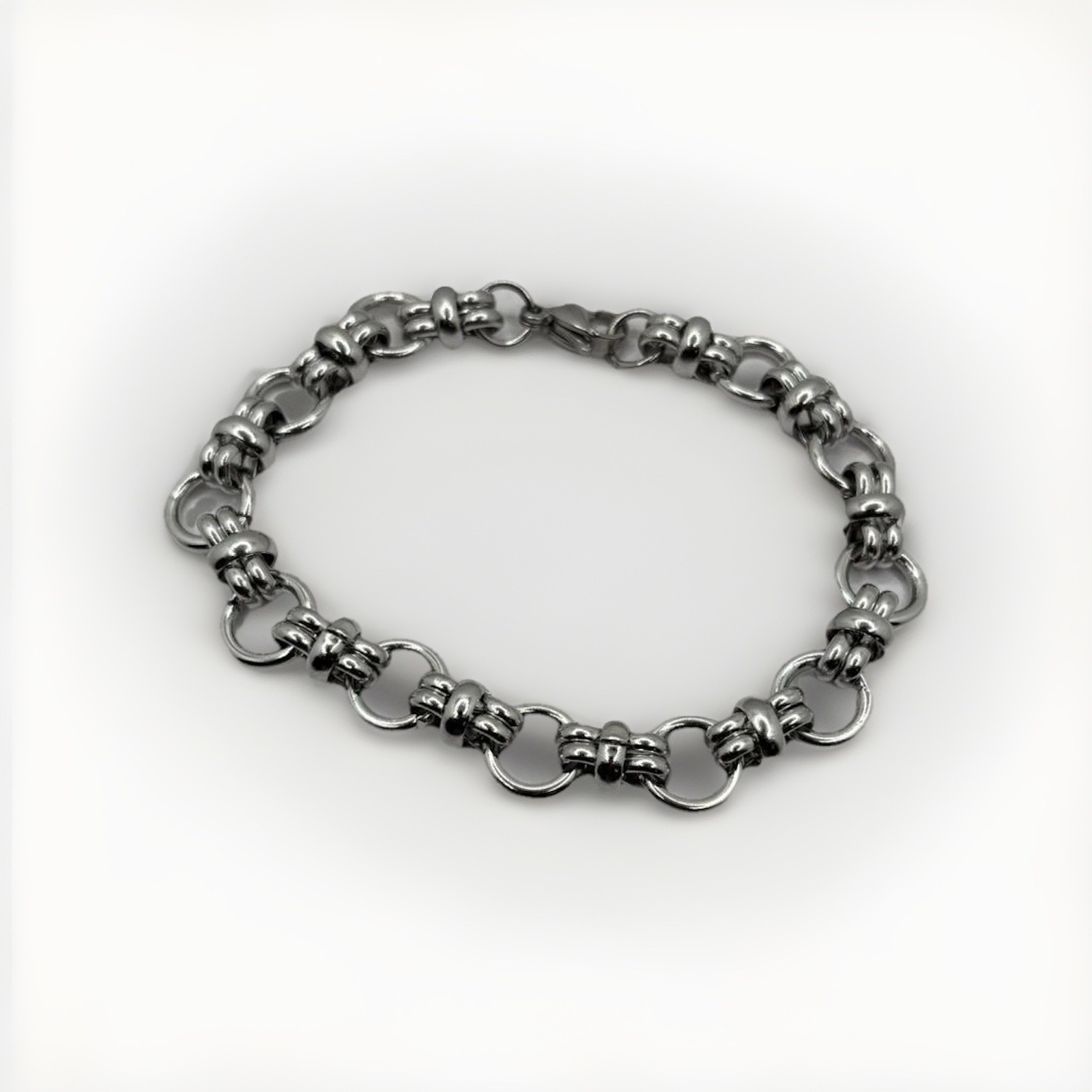 21 Cm Plated Silver Alloy Knot Circle Link Bracelet Minimal Streetwear Jewelry