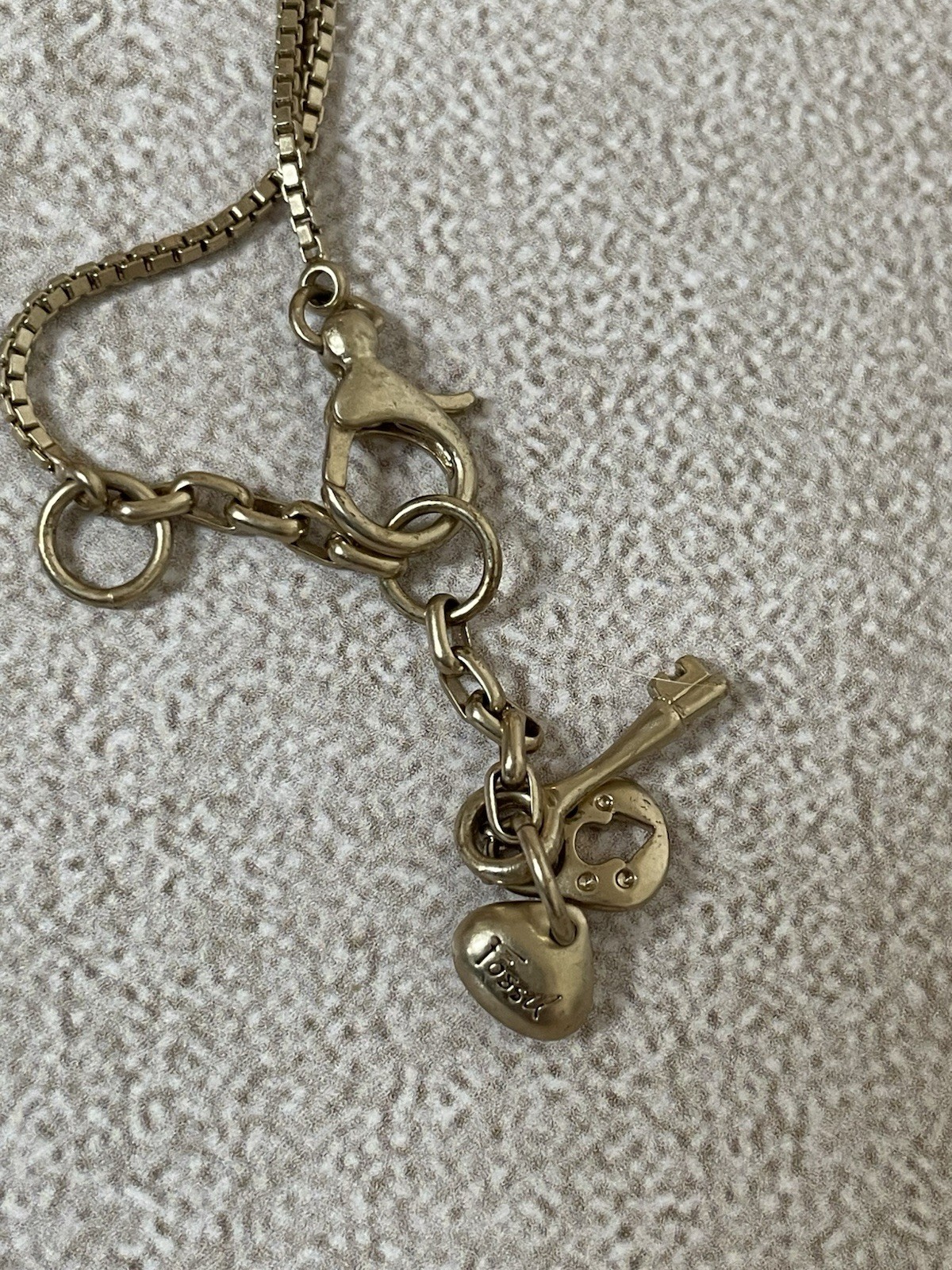 Fossil Rhinestone Ball Pendant Necklace Champagne Crystal Box Chain 19″