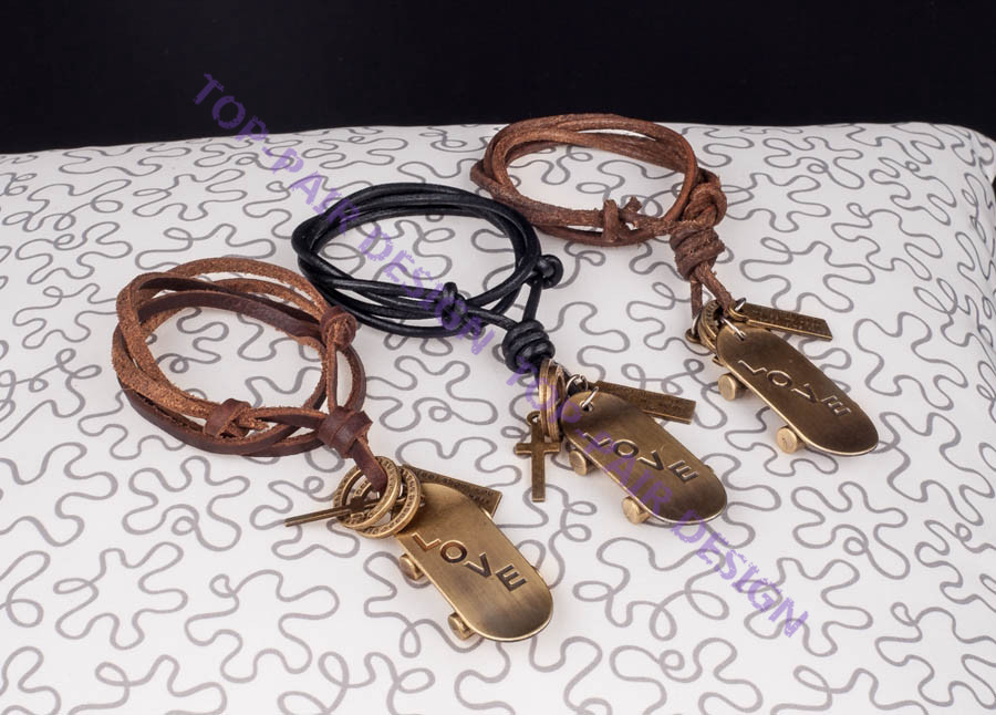 Men’s X-sports LOVE Skateboard Pendant Real 3mm Leather Cord Choker Necklace