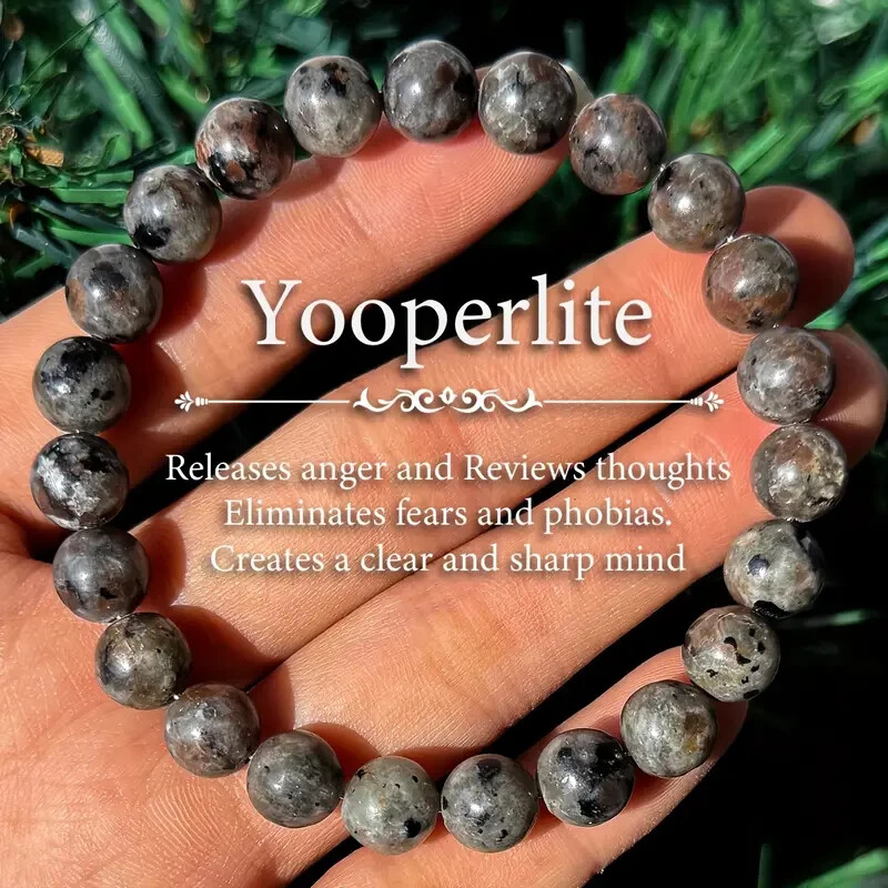 Natural Yooperlite Flame Beaded UV Reactive Healing Chakra Handmade Bracelet