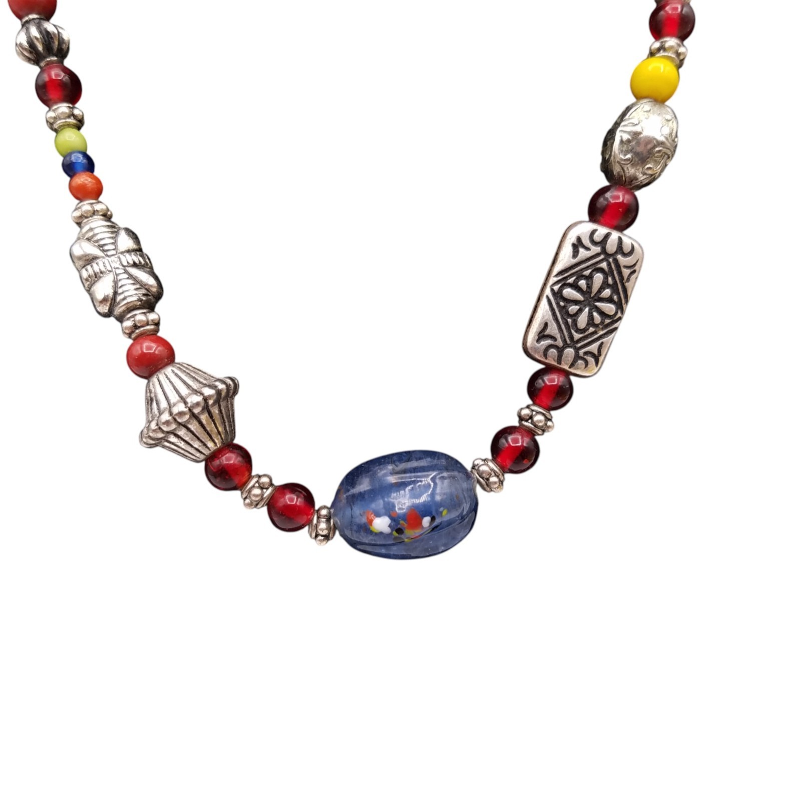 Necklace Glass Plastic Beads Multicolor Statement Chunky Bohemian Boho