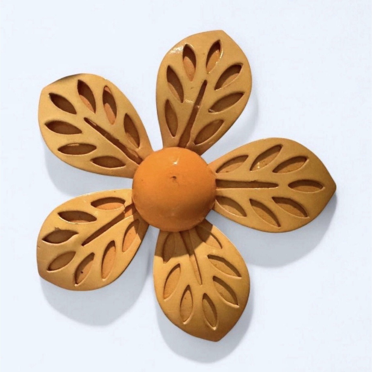 Orange Metal Flower Brooch Pin – No Stone, Brooch Type