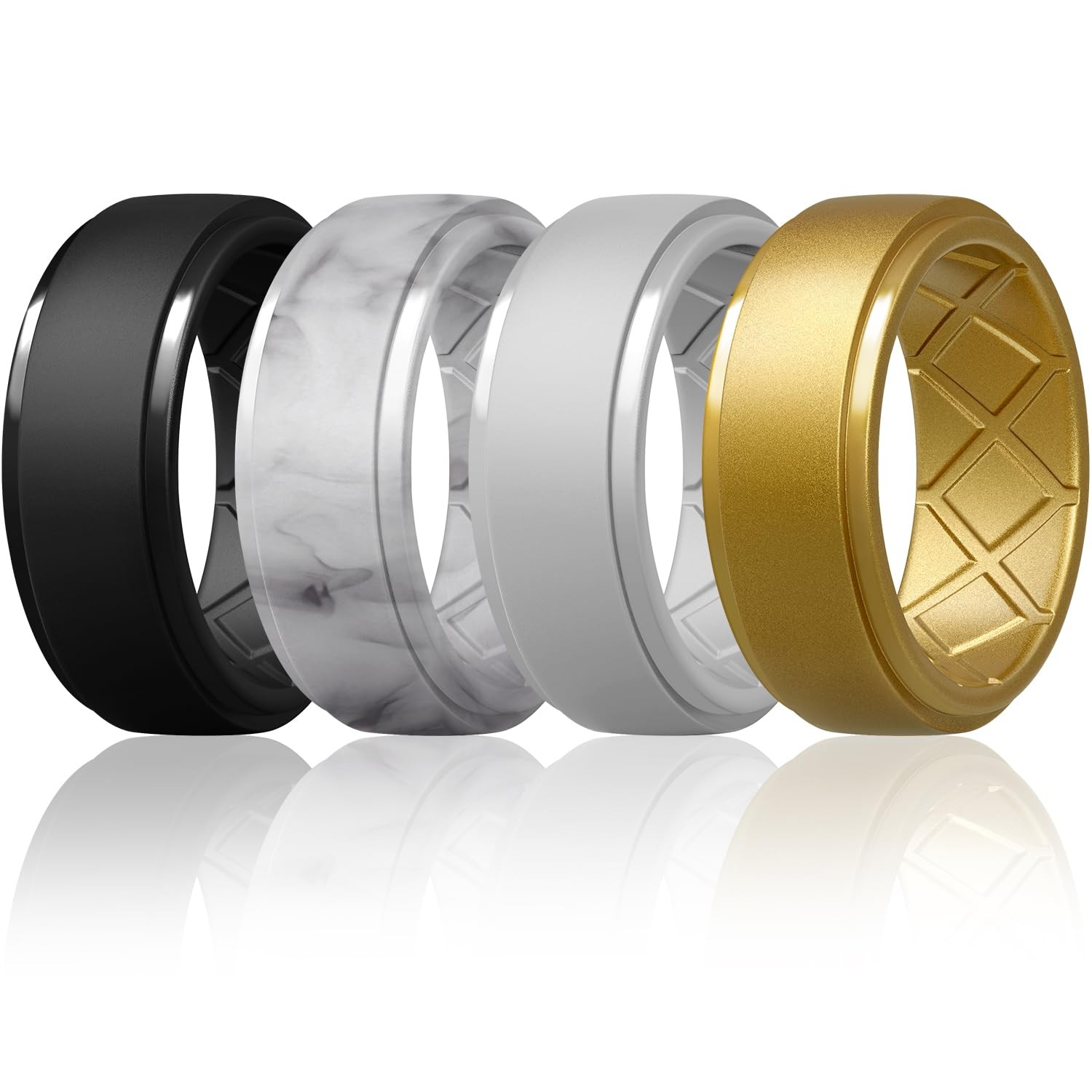 Men’s Silicone Rings 10mm Wide 2.5mm Thick Rubber Wedding Bands, Multipack 1/…