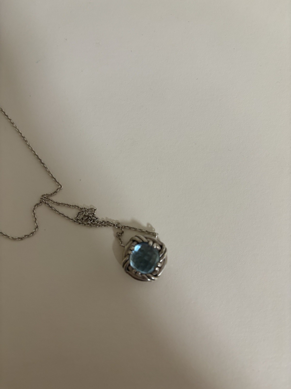 Thomas Sabo Silver Cable Chain Necklace Round Blue Crystal Charm Pendant Signed