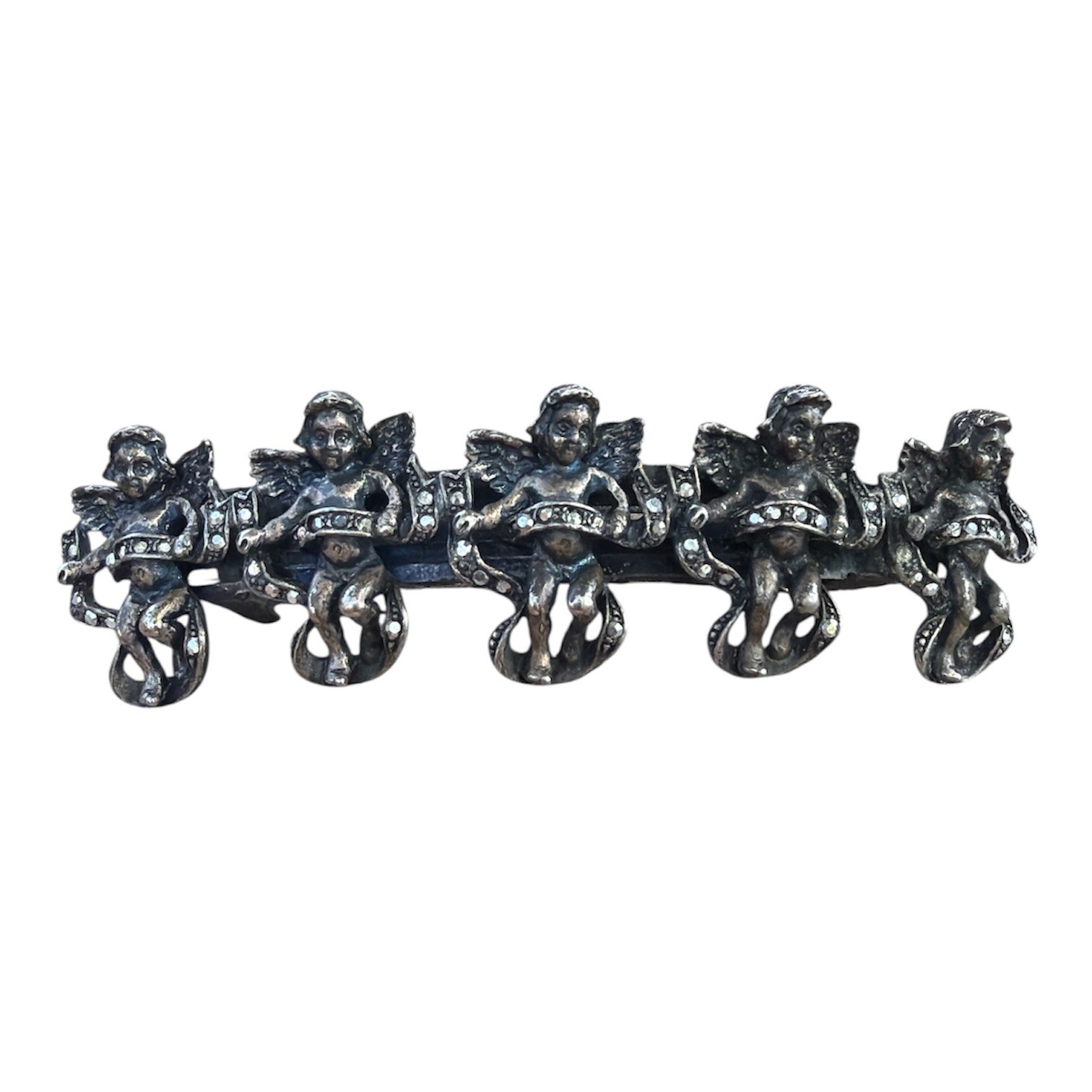 Kirks Folly Silver Plated Angel Cherub Hair Barrette Clip