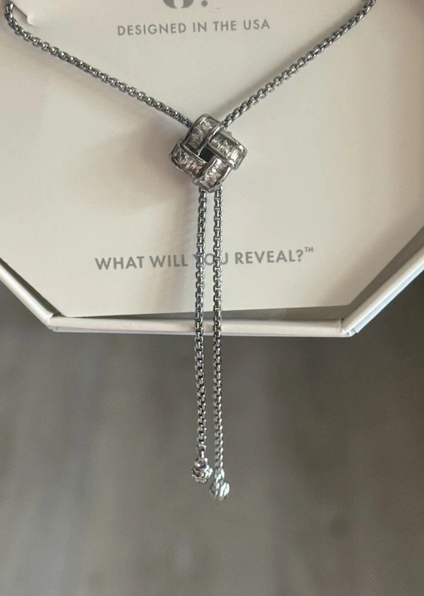 Bomb Party BP NEW OG NECKLACE-Baguette Braid Sparkle-Bolo-CZ on Hematite-NK14109