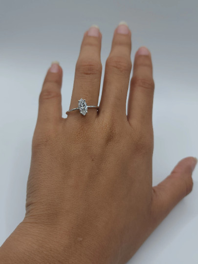 14Kt Gold 0.80 Ct Lab Grown Marquise Diamond Ring