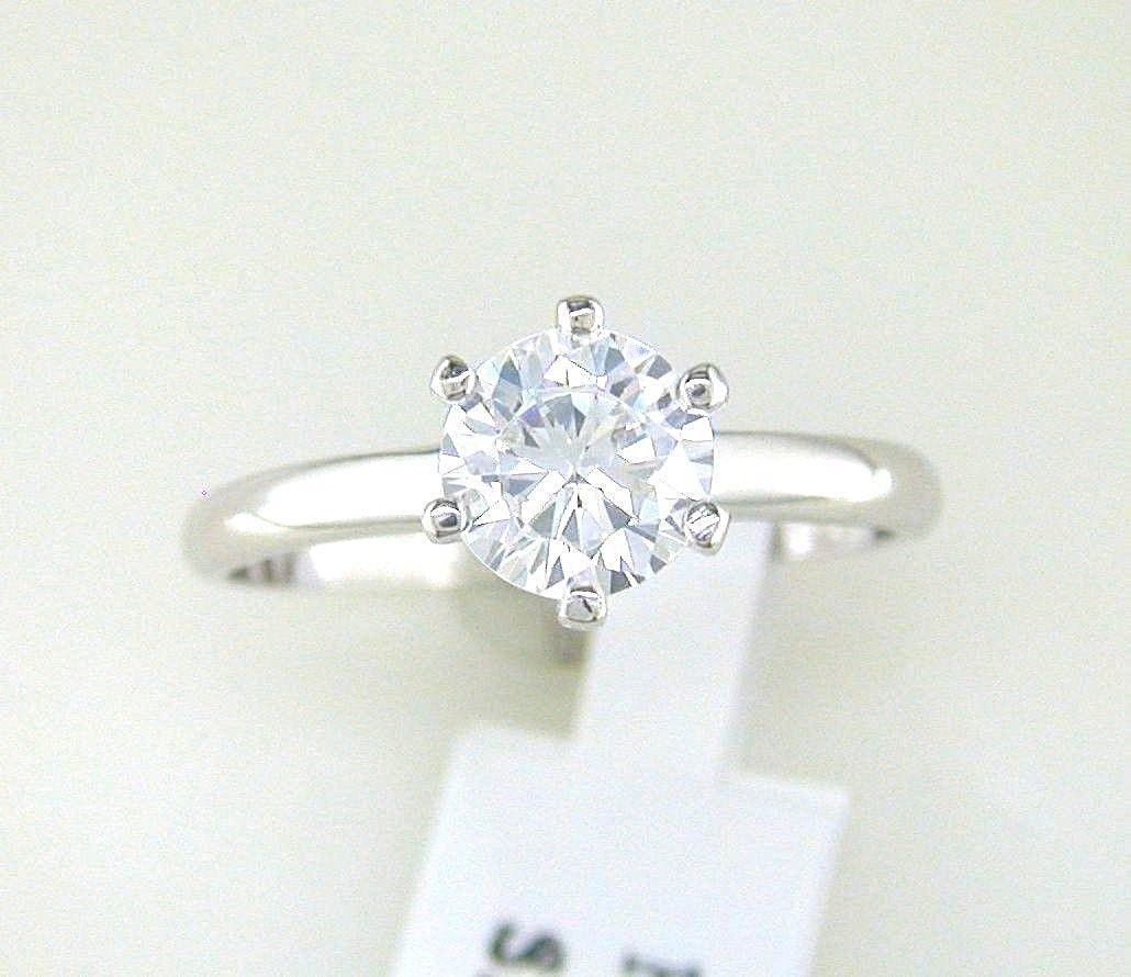 7 mm Round Cubic Zirconia Six Prong Solitaire Ring Sterling Silver