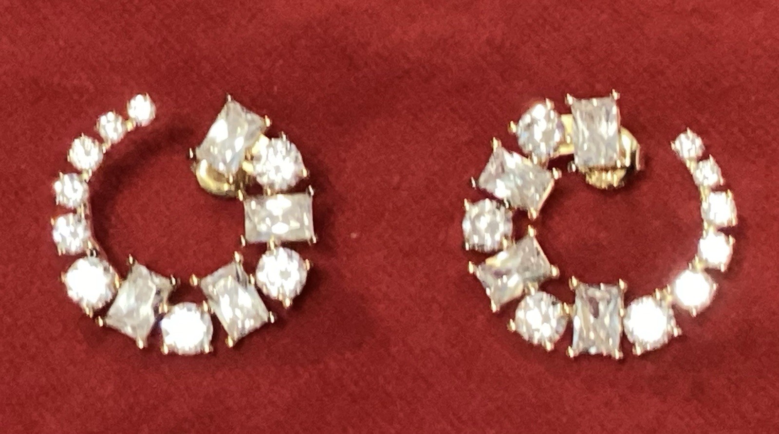 Sterling Silver 925 Silver Loop Earrings Cubic Zirconia New