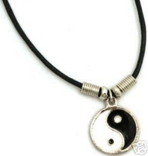 Ying Yang Pendant Chinese Necklace + Clasp on Cord FREE SHIP U.S. 1st Class NEW