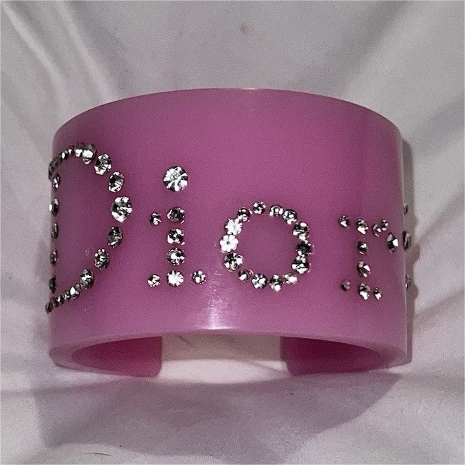 Dior Pink lucite Cuff bangle Bracelet Rare Vintage