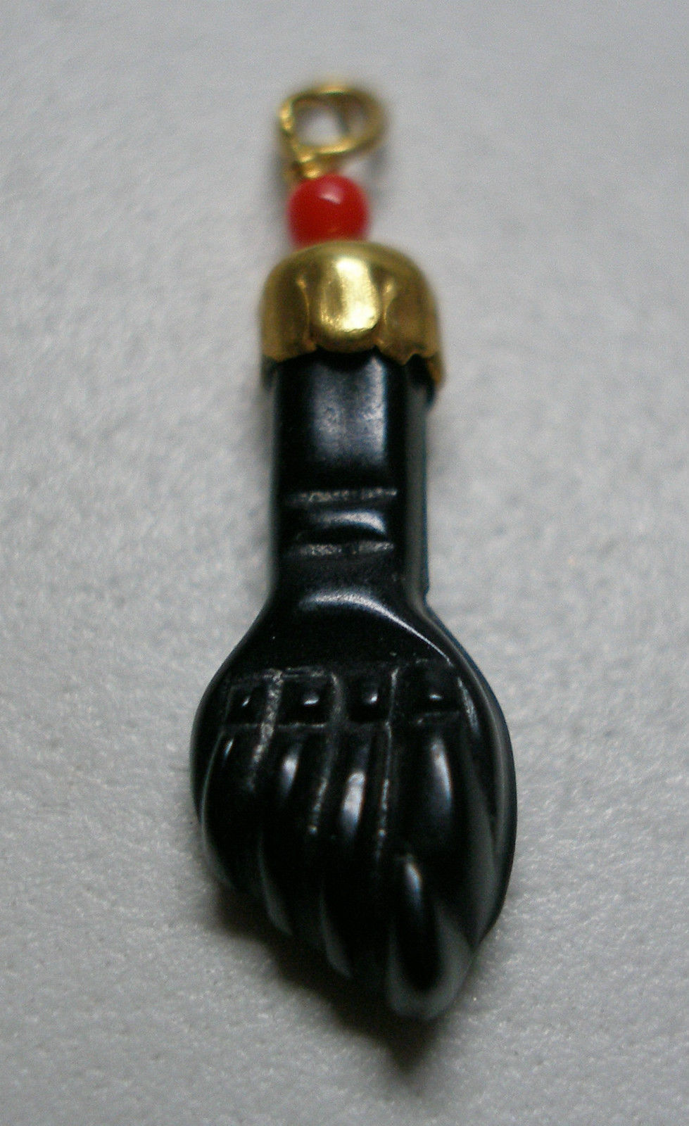 Gold Filled Azabache Jet Black Mano Figa Amulet Charm