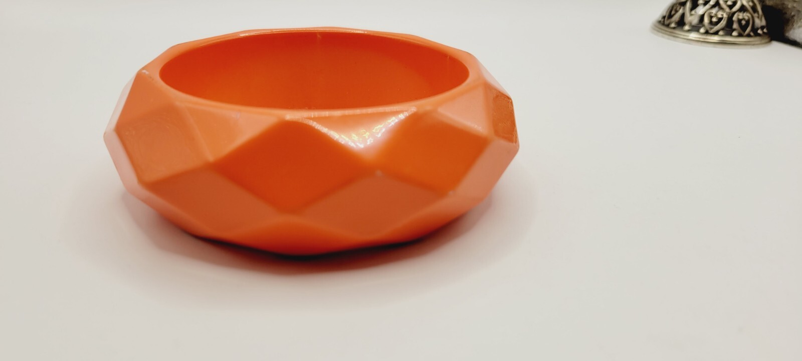 M. Haskell Faceted BANGLE Bracelet ORANGE Slip On Faceted Vintage Jewelry