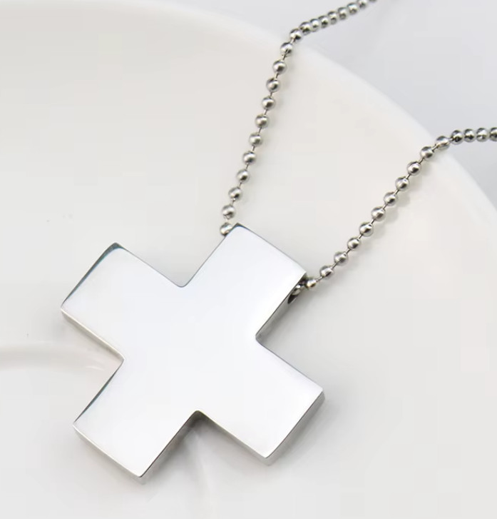 New Japan Anime EVA Katsuragi Misato Stainless Steel Cross Christian Jesus