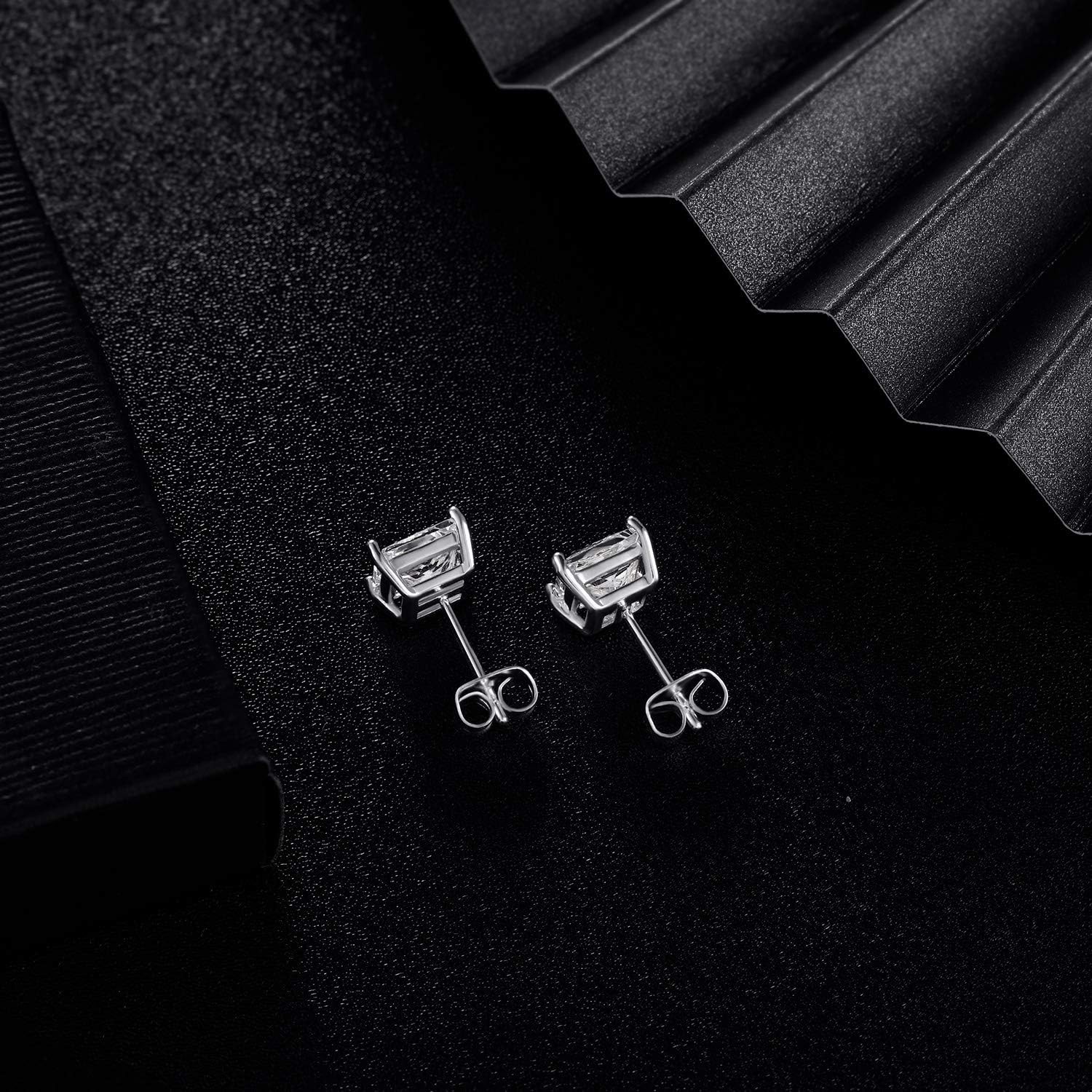 MDFUN 5 Pairs Square Earrings Set for Women Hypoallergenic 18K White Gold/Yellow