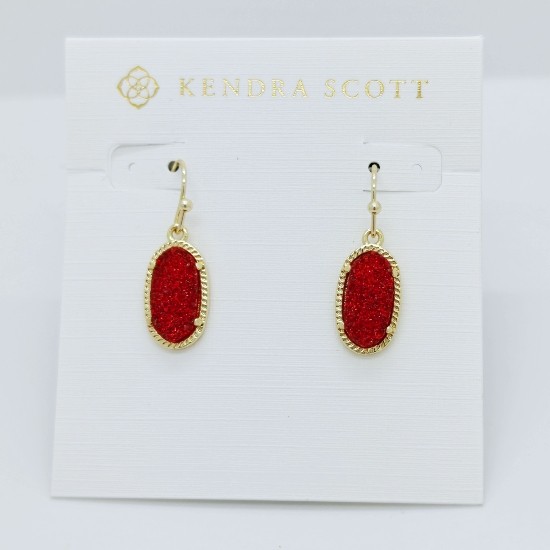 New Kendra Scott Lee Gold Drop Earrings In Red Drusy