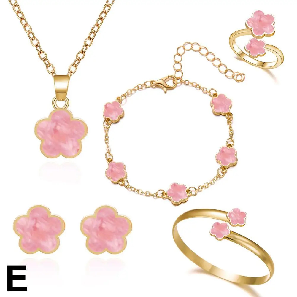 5 Pcs Set Jewelry Stainless Steel Five Leaf Clover 316L Bracelets for Women Eleg