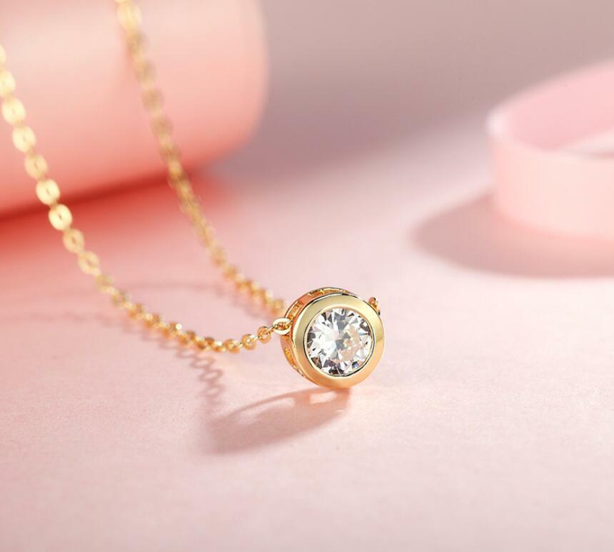 Fashion Gold Titanium Tiny Round Dot Pendant Spot Chain Necklace