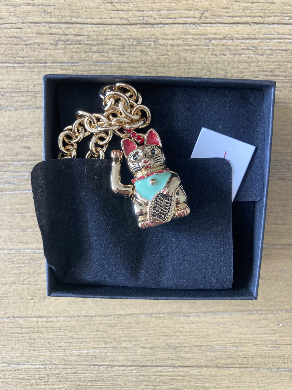 Lucky Cat Pendant Necklace By Betsey Johnson NWT