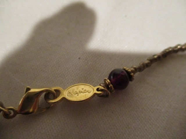 NAPIER Vintage 26″ Goldtone Necklace w/Garnet Gemstone Seeds