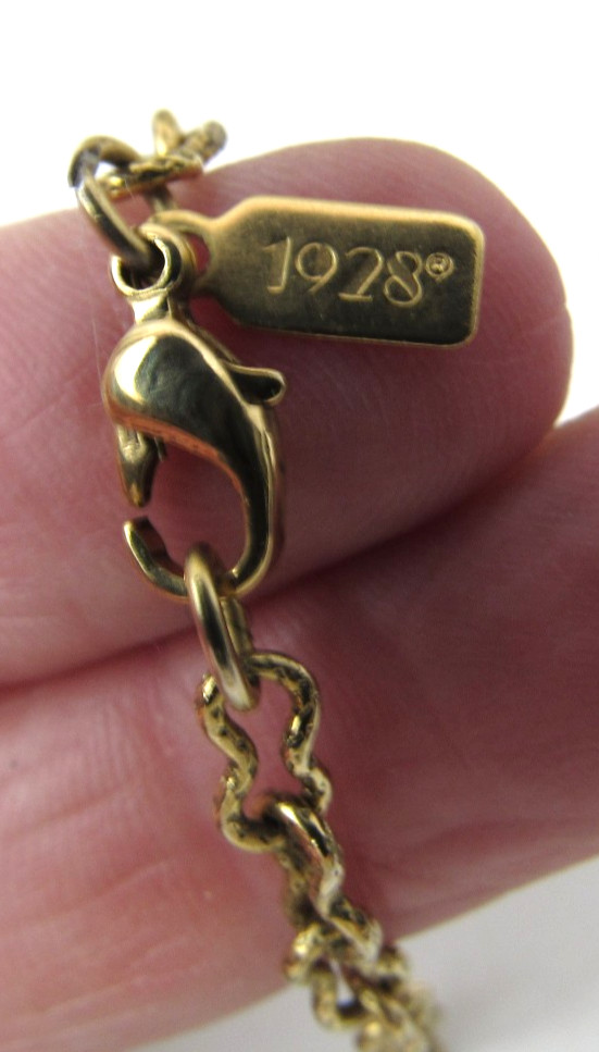 Delicate 1928 Brand Lavalier Locket Pink/Rose Stones on 26″ Long Chain Necklace