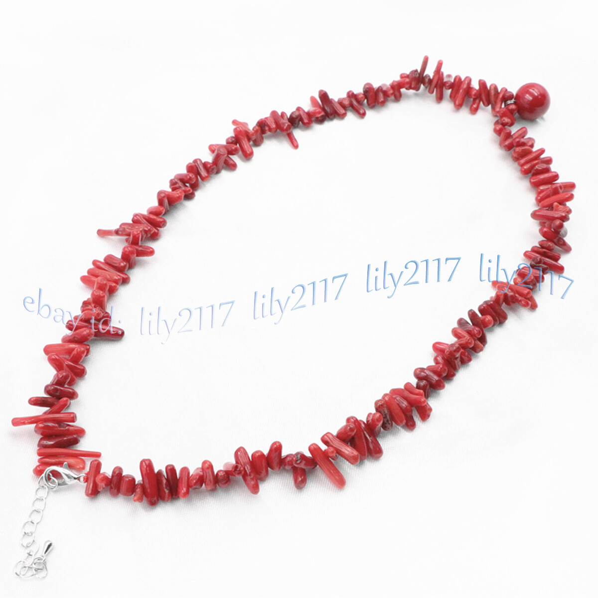 Natural 3-10mm Red Coral Gems Irregular Chips Gravel Beads Pendant Necklace 18”