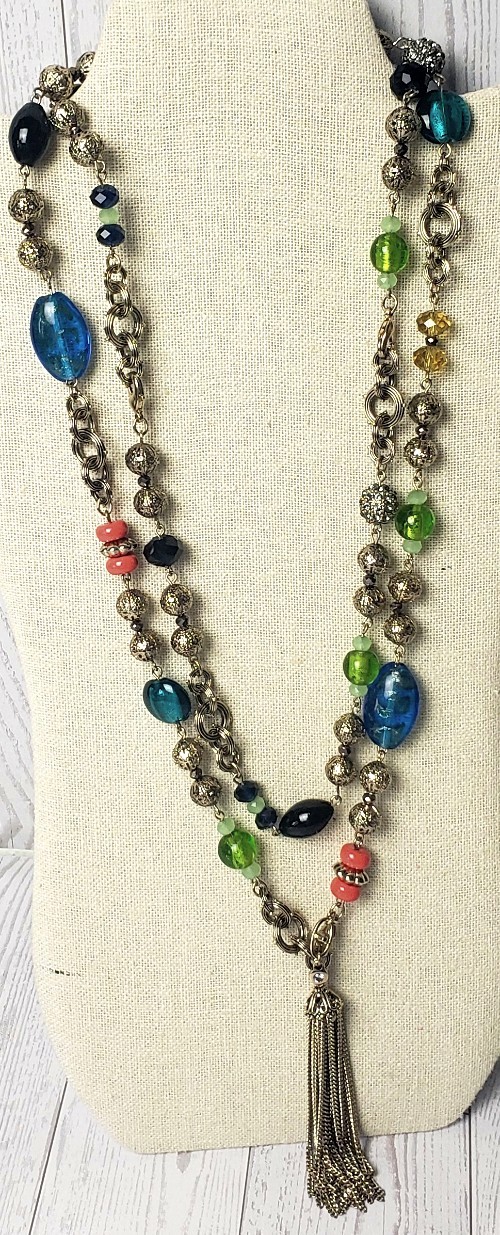 Cabi Necklace Flapper Length Detachable 2 Part Convertible Glass Beads FREE SHIP