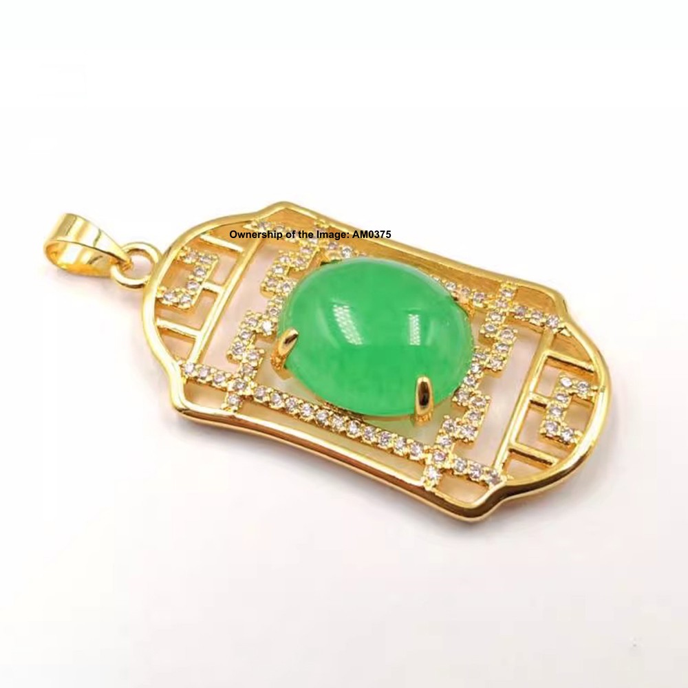 NEW Yellow Alloy Heating Jade Pendant Oriental Cultural Style Pendant 42mm H