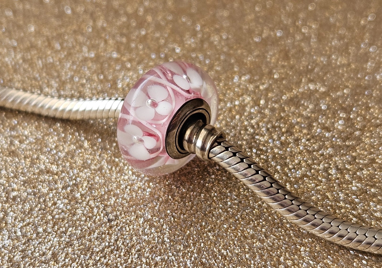 Authentic Pandora Pink Field Of Flowers Murano Charm