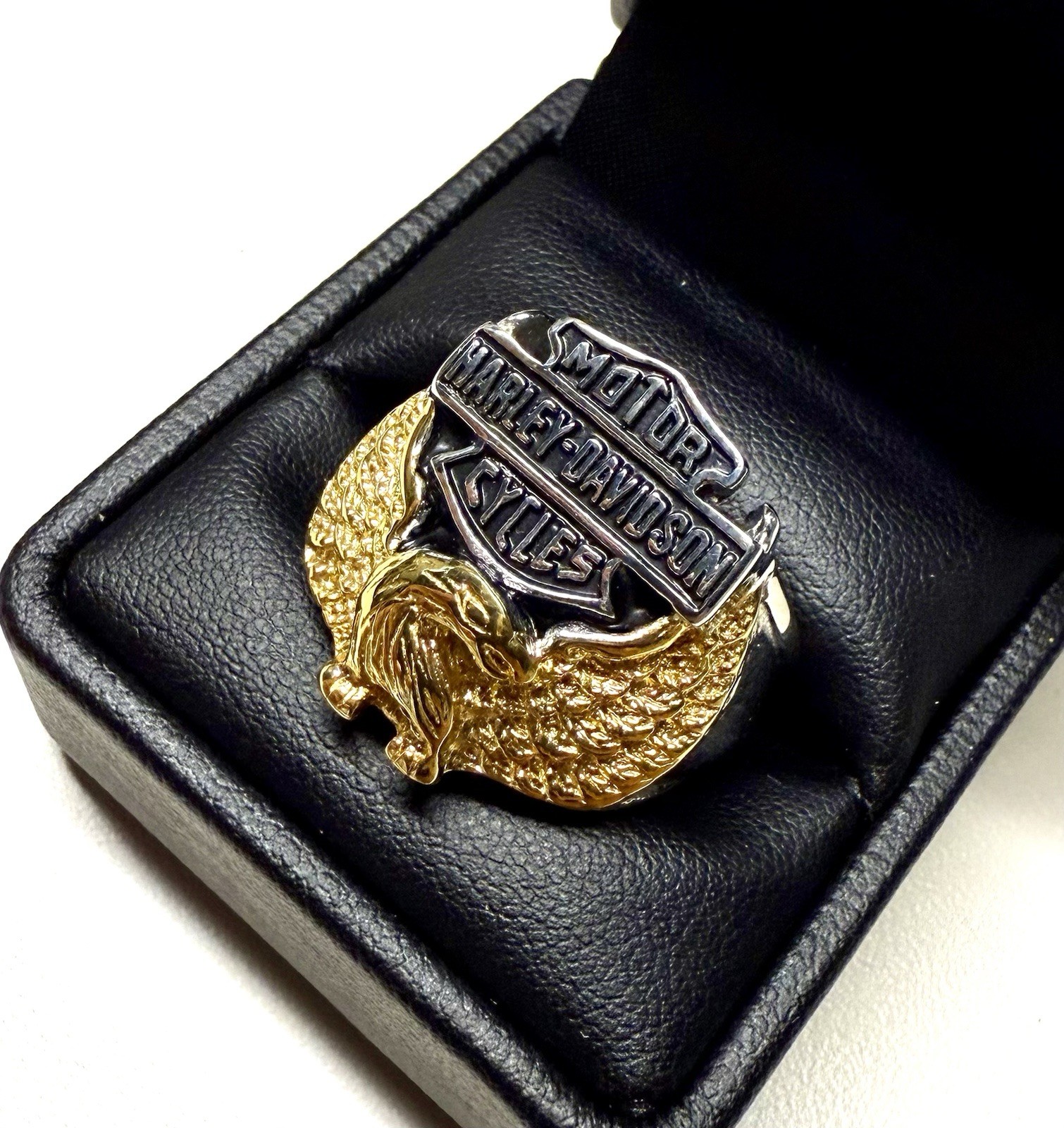 Harley-Davidson® Mens Wings of Freedom Ring Sz 11 Franklin Mint LED Black Matte