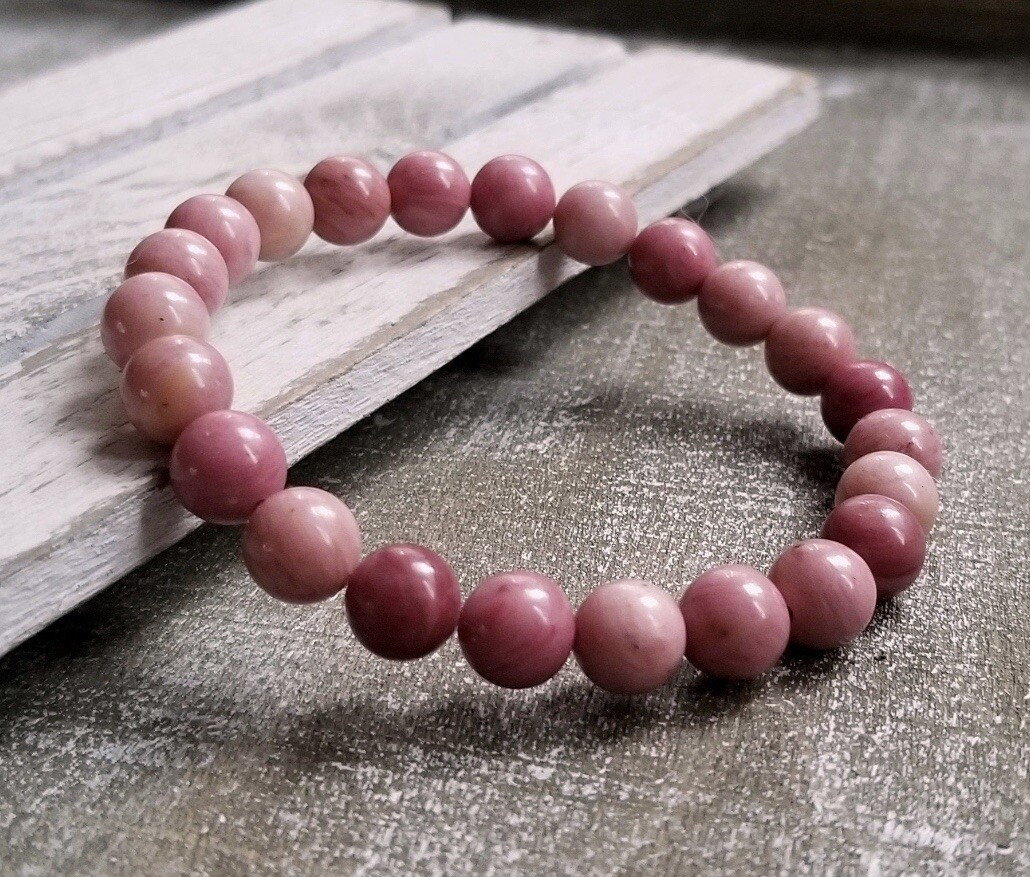 AAA Quality Natural Pink Rodonite Round Beaded Bracelet For Men and Women