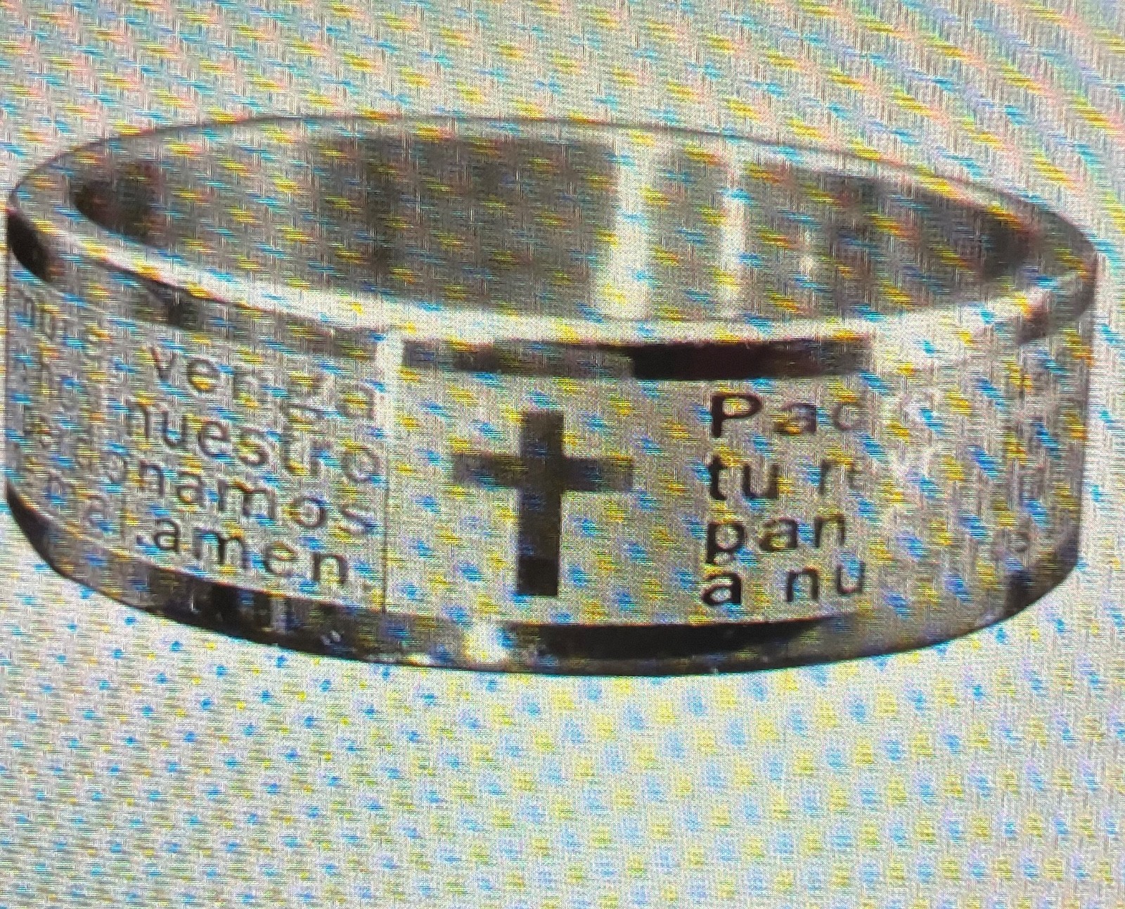 Spanish Lord’s Prayer Spinner Stainless Steel 8mm Ring Size 8 Band Rotating Gift