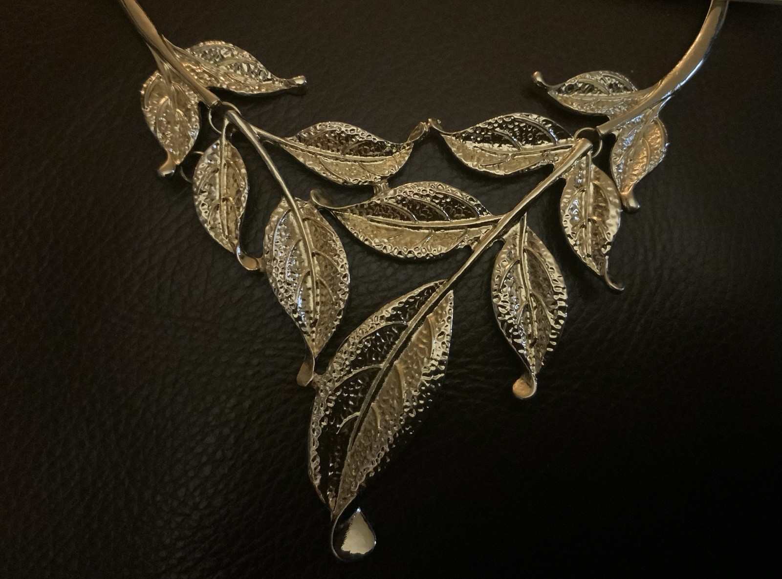 Leaf Necklace Zara Gold Statement Branch Chain Boho Retro Botanical Choker VTG