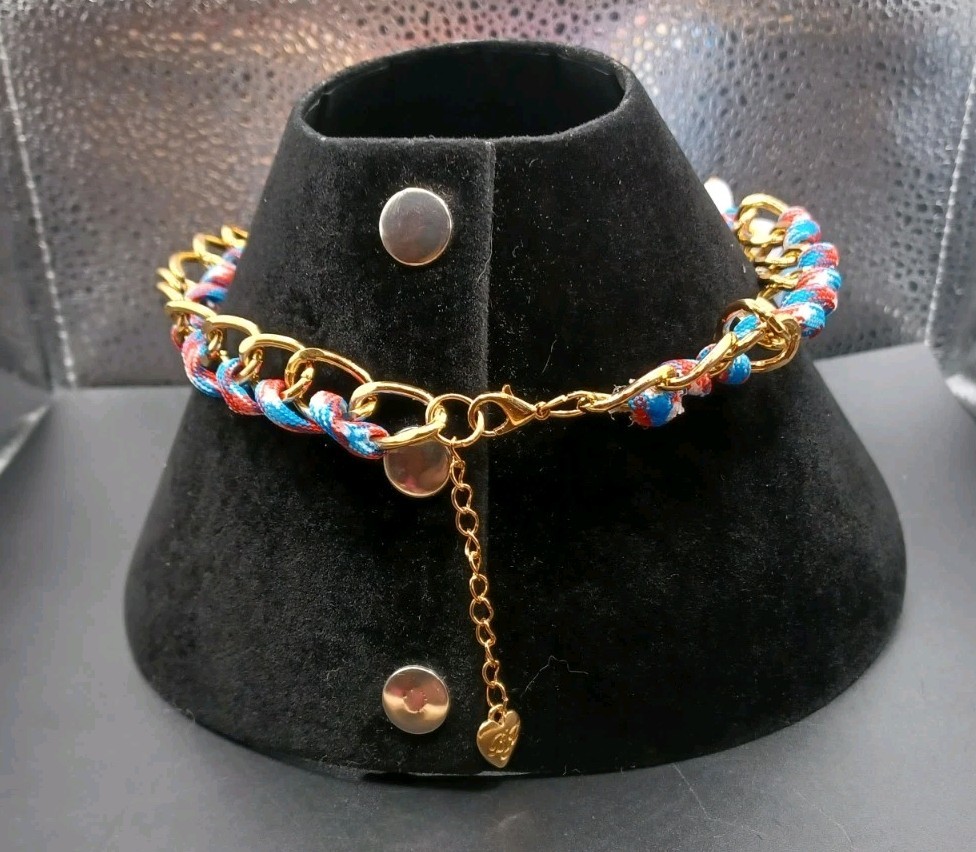 New Marked Betsey Johnson Plastic Bead Metal Pink Blue Flower Necklace